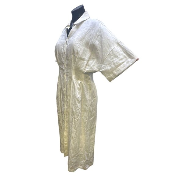 NWT Lucy Paris Linen White Button-Up Midi Dress - Picture 5 of 12